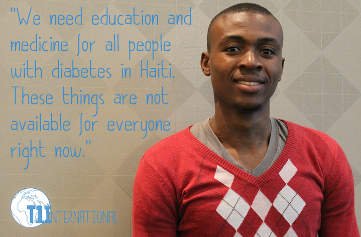 Amos from Haiti says: We need education a medicine for all people with diabetes in Haiti. These things are not available for everyone right now.