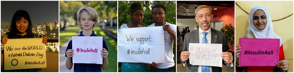 People from around the world hold up #insulin4all signs