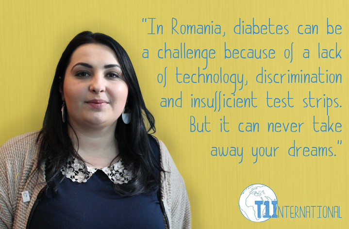 Cristina in Romania says: ''In Romania, diabetes can be a challenge because of a lack of technology, discrimination and insufficient test strips. But it can never take away your dreams.''