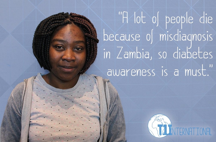 Florence in Zambia says: A lot of people die because of misdiagnosis in Zambia, so diabetes awareness is a must.