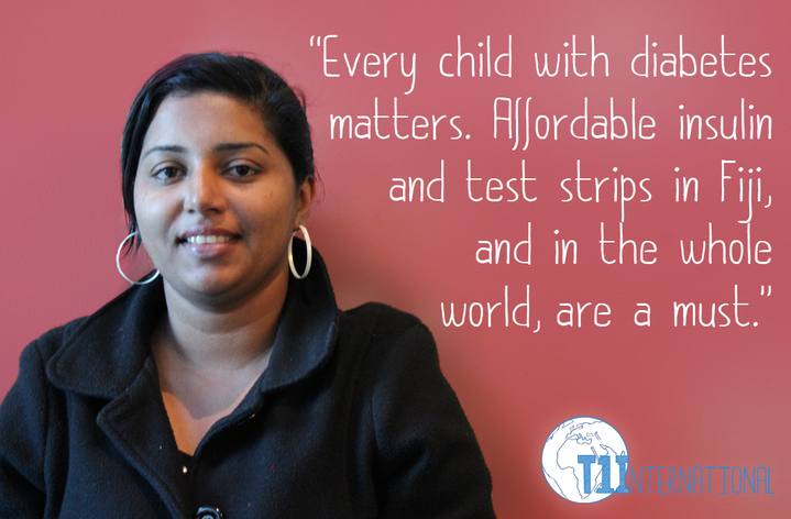 Shivanjani in Fiji says: Every child with diabetes matters. Affordable insulin and test strips in Fiji, and in the whole world, are a must.